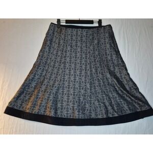Ann Taylor Women's Size 8 A-Line Midi Skirt Silk Cotton Blend Brocade Black Blue